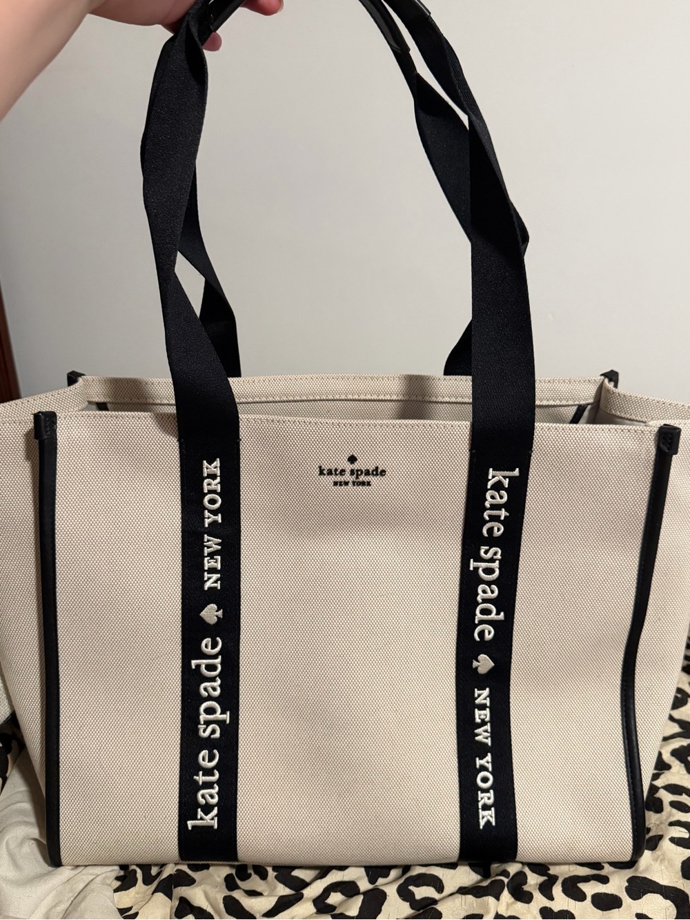 kate spade Cream Large Canvas Tote